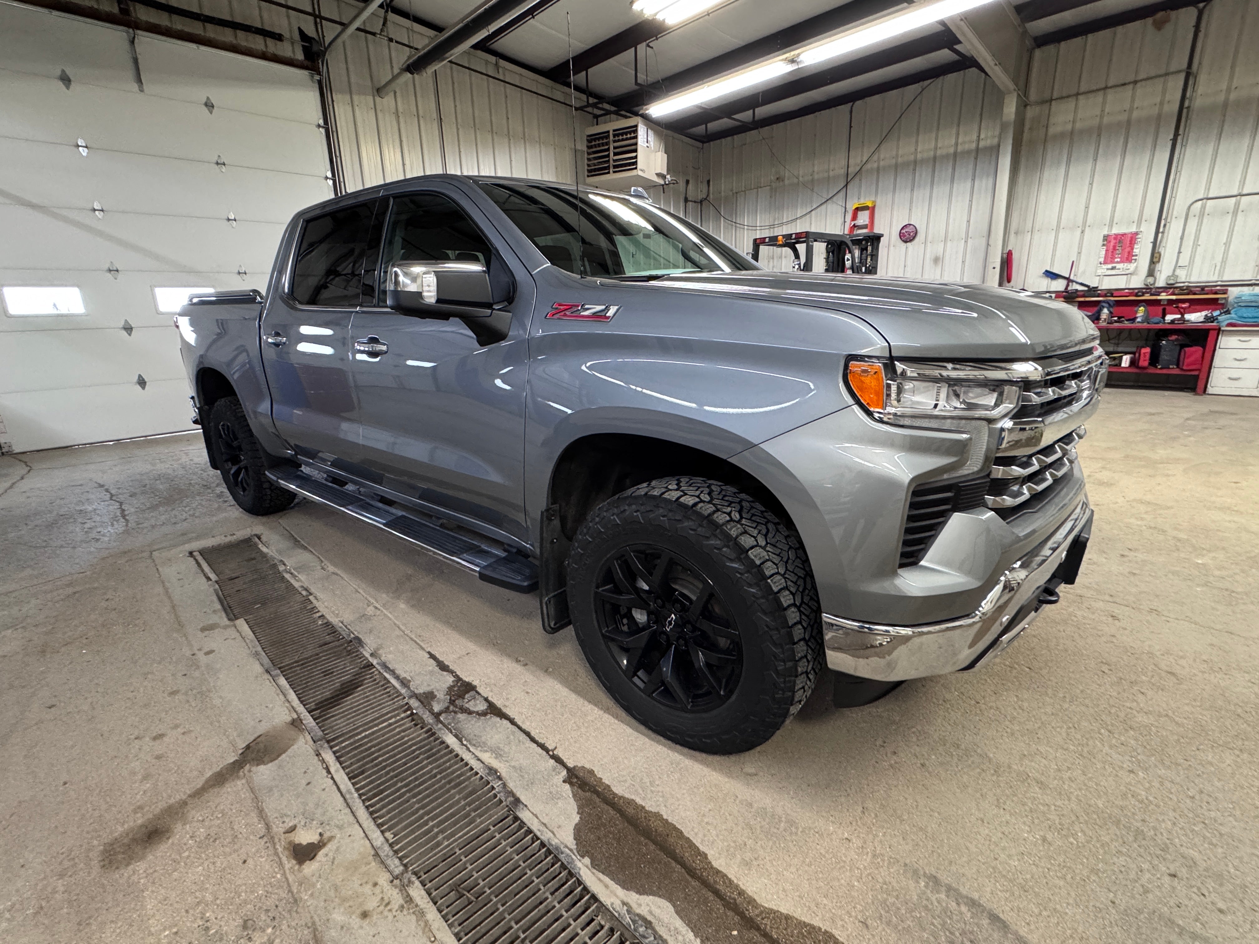2024 Chevrolet Silverado 1500 LTZ in Sterling Gray Metallic — front three-quarter view