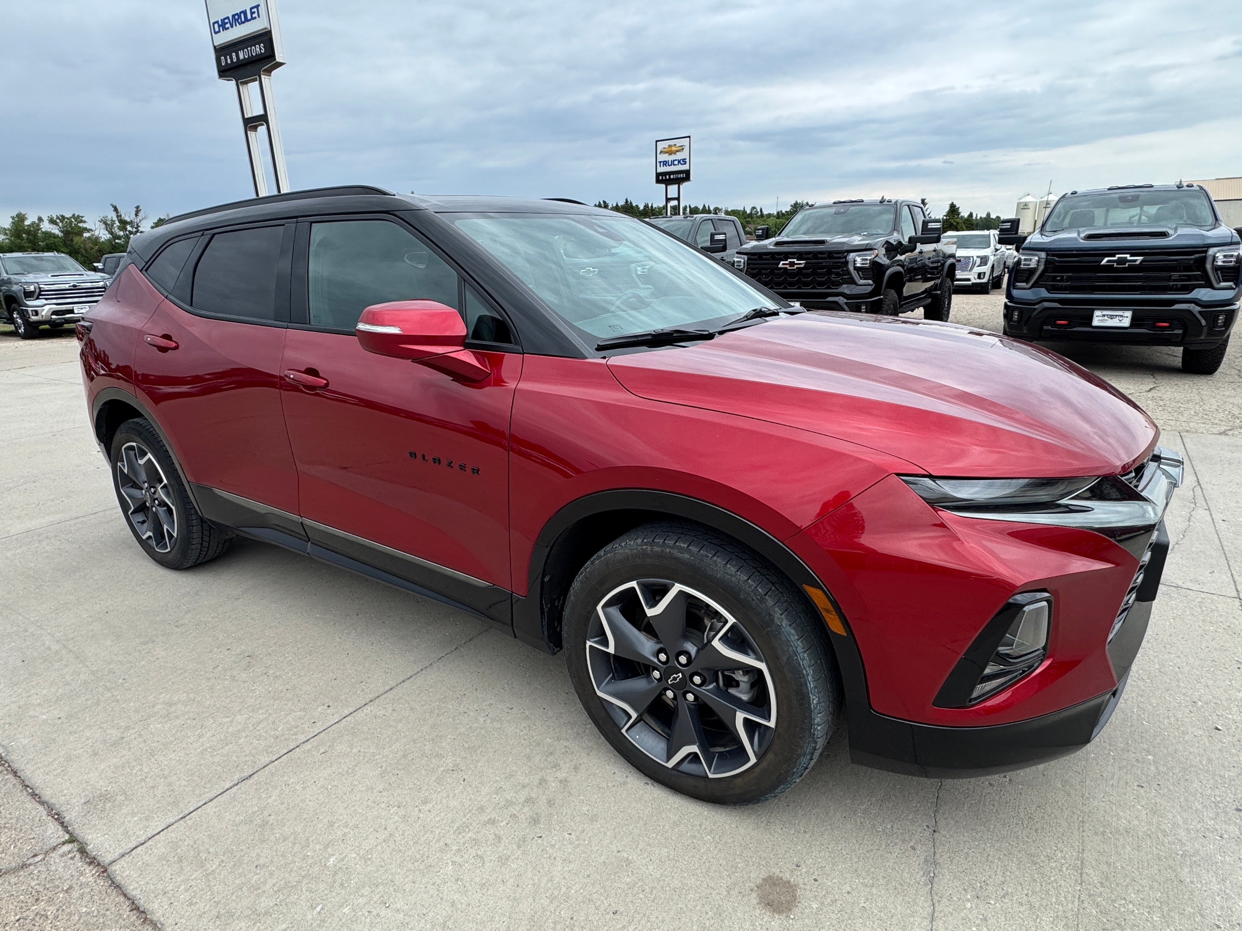 2022 Chevrolet Blazer RS in Cherry Red Tintcoat — front three-quarter view